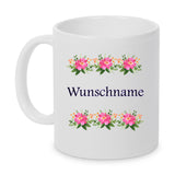 Tasse mit Blumen und mit Name personalisierbar