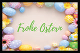Bunte Eier - Frohe Ostern mit versch. Schriftarten - Fussmatte mit Gummirand