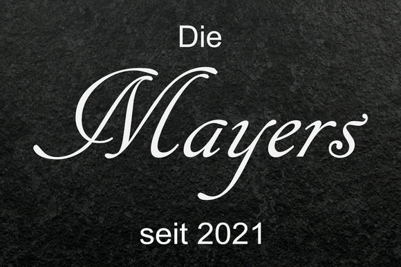 Die Mayers personalisierte Fussmatte in Schieferoptik mit Gummirand 40x60cm
