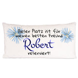 Kuschelkissen bedruckt mit Motiv Feuerwerk und Text Dieser Platz ist für meinen besten Freund Wunschname reserviert