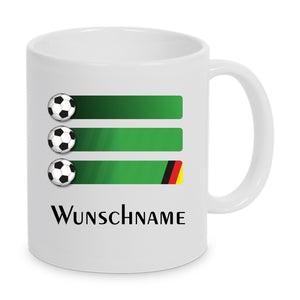 Fußball Tasse in 3 Varianten zur Auswahl personalisiert mit Name
