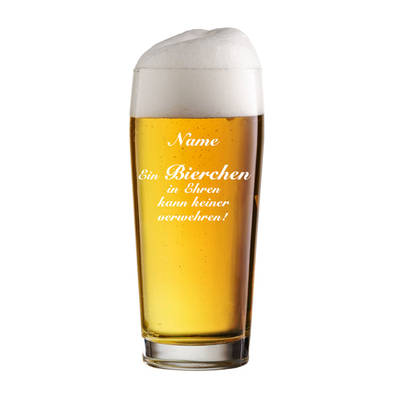 Ein Bierchen graviertes Bierglas mit Name personalisiert