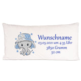 Elefant personalisiertes Geburtskissen 80x40cm Longkissen mit Füllung