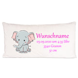 Elefant personalisiertes Geburtskissen 80x40cm Longkissen mit Füllung