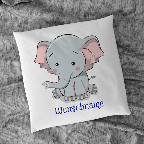 Kissen mit Füllung 40x40cm mit Motiv Elefant rosa und Wunschname
