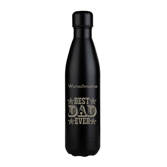 Best Dad ever Edelstahlflasche Zorr Mena Bottle black matt 750ml mit Wunschname personlisiert