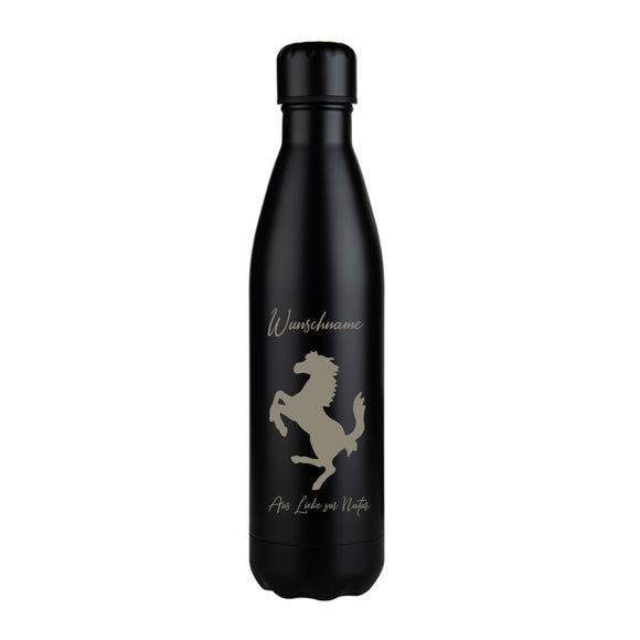 Pferd Mustang Edelstahlflasche Zorr Mena Bottle black matt 750ml mit Wunschname personalisierbar