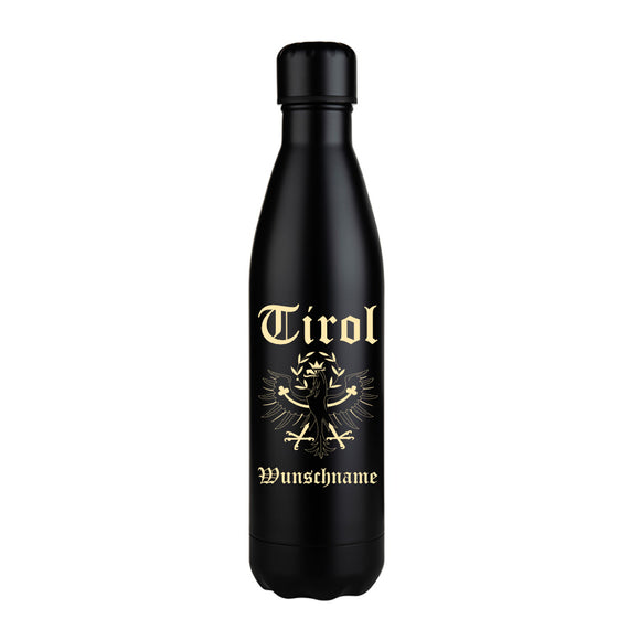 Tirol Adler und Wunschname graviert auf Edelstahl Thermoflasche black matt 750ml