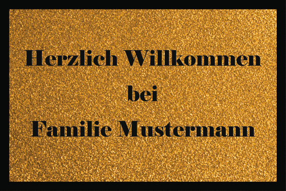 Schöne Fußmatte mit Herzlich Willkommen personalisiert mit Wunschname 40x60 oder 50x75 mit Gummirand