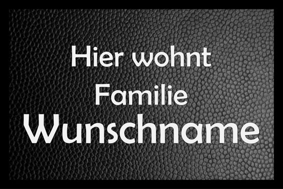 Fußmatte 40x60cm oder50x75cm  in Lederoptik schwarz personalisiert mit Wunschname