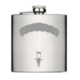Flachmann Chrome Brushed aus Edelstahl 6oz mit Lasergravur mit Motiv Paragleiter