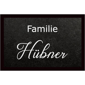 Personalisierbare Familie Fussmatte in Schieferoptik mit Gummirand
