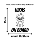 Wunschname on Board mit verschiedenen süßen Tiermotiven - Autosticker