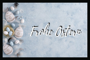 Federn und Eier - Frohe Ostern - Fussmatte mit Gummirand