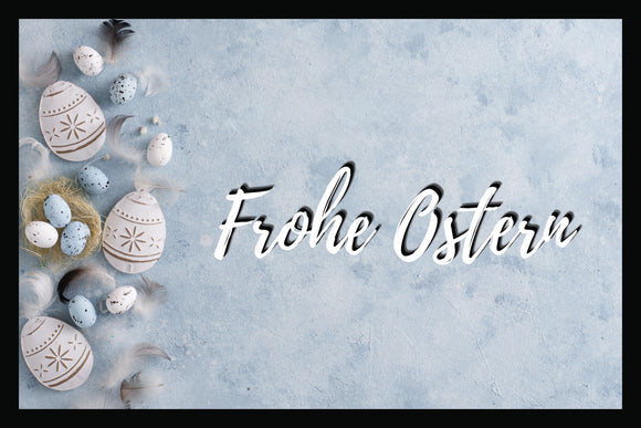 Federn und Eier - Frohe Ostern - Fussmatte mit Gummirand