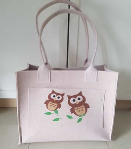 Filztasche Shopper handmade genäht mit Eulen bedruckt