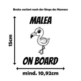 Wunschname on Board mit verschiedenen süßen Tiermotiven - Autosticker