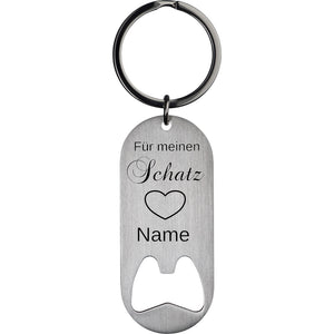 Für meinen Schatz - Schlüsselanhänger Flaschenöffner graviert mit Name personalisert