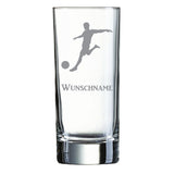 Longdrinkglas graviert mit Motiv: Fussballer mit Wunschname