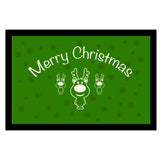 Fußmatte mit Motiv Merry Christmas mit drei Rentieren und Sternen - Hintergrund und Sterne: Grüntöne