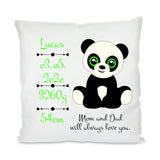 Panda - Personalisiertes Geburtskissen 40x40cm Kissen mit Füllung