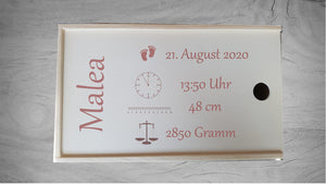 handmade Geburt Holzbox personalisiert mit Lasergravur 135 x 235 x 75mm
