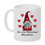 Schöne Weihnachtszeit Tasse mit Gnome Zwerg und Wunschname