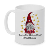 Schöne Weihnachtszeit Tasse mit Gnome Zwerg und Wunschname