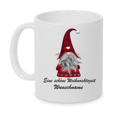 Schöne Weihnachtszeit Tasse mit Gnome Zwerg und Wunschname