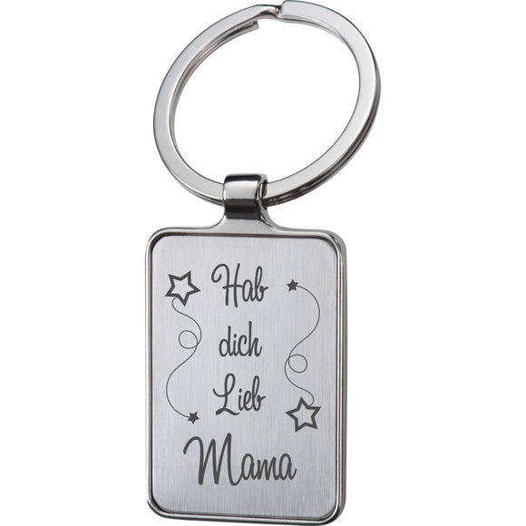 Schlüsselanhäbger Flint graviert mit Hab dich Lieb Mama und Sterne