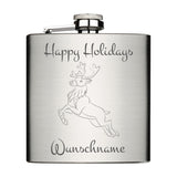 Happy Holidays mit Rentier personalisierbar Flachmann 6oz
