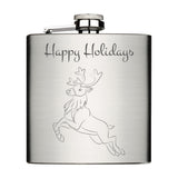 Happy Holidays mit Rentier personalisierbar Flachmann 6oz