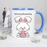 Hase mit Ei - personalisierbar - Tasse
