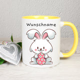 Hase mit Ei - personalisierbar - Tasse
