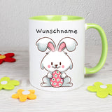 Hase mit Ei - personalisierbar - Tasse
