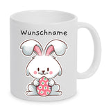 Hase mit Ei - personalisierbar - Tasse