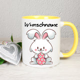 Hase mit Ei - personalisierbar - Tasse