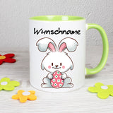 Hase mit Ei - personalisierbar - Tasse