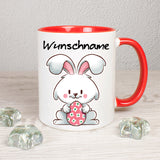 Hase mit Ei - personalisierbar - Tasse