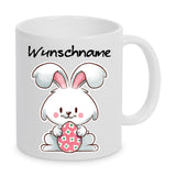 Hase mit Ei - personalisierbar - Tasse