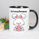 Hase mit Ei - personalisierbar - Tasse