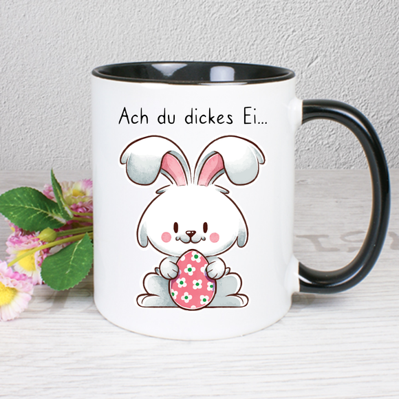 Hase mit Ei - ach du dickes Ei - Tasse