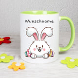 Hase mit Eier hinter sich - personalisierbar - Tasse