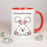 Hase mit Eier hinter sich - personalisierbar - Tasse
