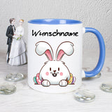 Hase mit Eier hinter sich - personalisierbar - Tasse