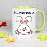 Hase mit Eier hinter sich - personalisierbar - Tasse