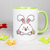 Hase mit Eier hinter sich - personalisierbar - Tasse