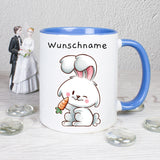 Hase mit Möhre - personalisierbar - Tasse