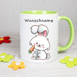 Hase mit Möhre - personalisierbar - Tasse