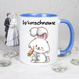 Hase mit Möhre - personalisierbar - Tasse